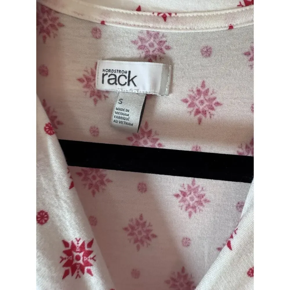 Nordstrom Ivory Stamped Snowflake 2 Piece Pajama Set Sz S NWT